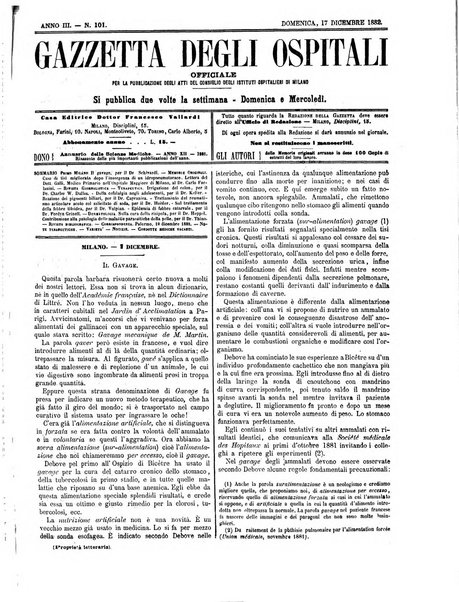 Gazzetta degli ospitali officiale per la pubblicazione degli atti del Consiglio degli Istituti ospitalieri di Milano