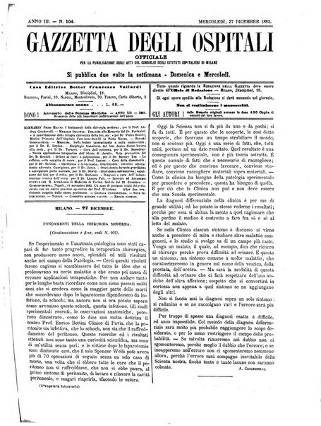 Gazzetta degli ospitali officiale per la pubblicazione degli atti del Consiglio degli Istituti ospitalieri di Milano