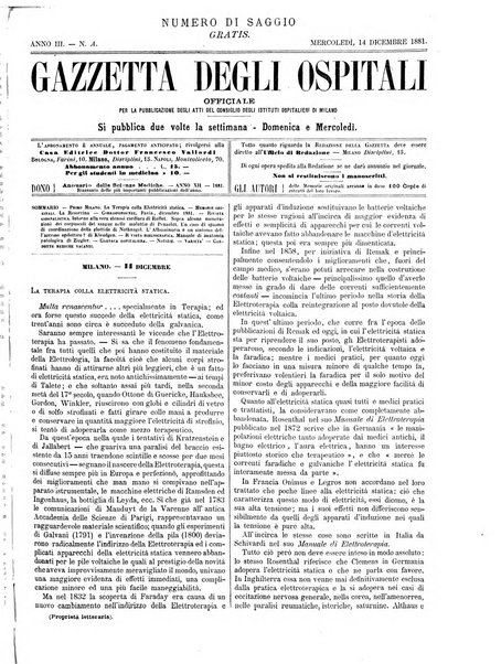 Gazzetta degli ospitali officiale per la pubblicazione degli atti del Consiglio degli Istituti ospitalieri di Milano