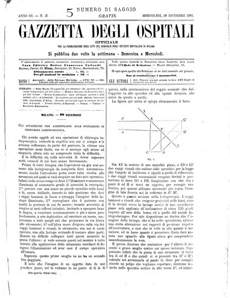 Gazzetta degli ospitali officiale per la pubblicazione degli atti del Consiglio degli Istituti ospitalieri di Milano