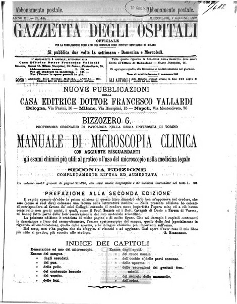 Gazzetta degli ospitali officiale per la pubblicazione degli atti del Consiglio degli Istituti ospitalieri di Milano