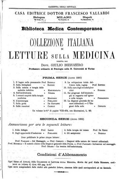 Gazzetta degli ospitali officiale per la pubblicazione degli atti del Consiglio degli Istituti ospitalieri di Milano