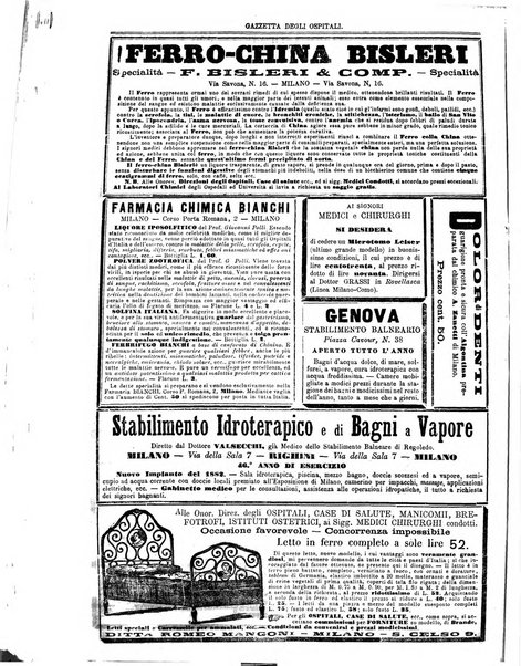 Gazzetta degli ospitali officiale per la pubblicazione degli atti del Consiglio degli Istituti ospitalieri di Milano