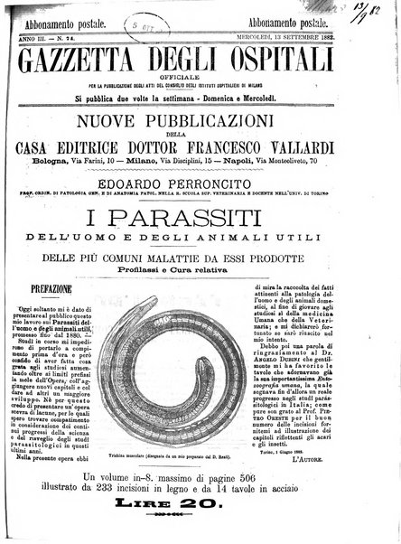 Gazzetta degli ospitali officiale per la pubblicazione degli atti del Consiglio degli Istituti ospitalieri di Milano