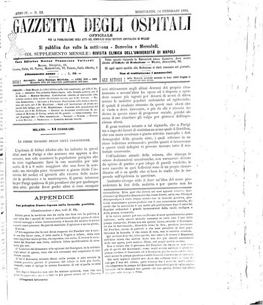 Gazzetta degli ospitali officiale per la pubblicazione degli atti del Consiglio degli Istituti ospitalieri di Milano