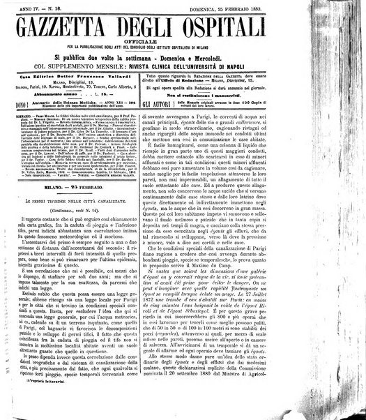 Gazzetta degli ospitali officiale per la pubblicazione degli atti del Consiglio degli Istituti ospitalieri di Milano