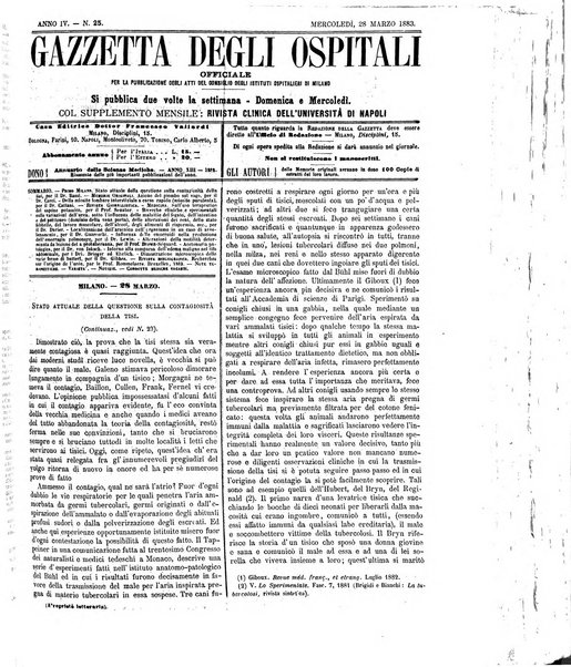 Gazzetta degli ospitali officiale per la pubblicazione degli atti del Consiglio degli Istituti ospitalieri di Milano