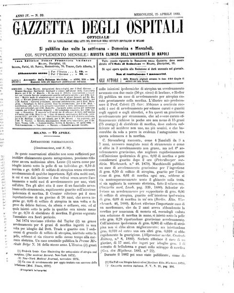 Gazzetta degli ospitali officiale per la pubblicazione degli atti del Consiglio degli Istituti ospitalieri di Milano