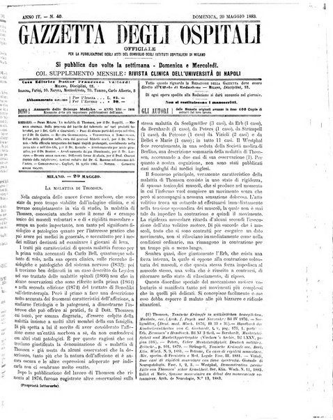 Gazzetta degli ospitali officiale per la pubblicazione degli atti del Consiglio degli Istituti ospitalieri di Milano