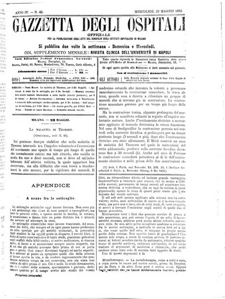 Gazzetta degli ospitali officiale per la pubblicazione degli atti del Consiglio degli Istituti ospitalieri di Milano