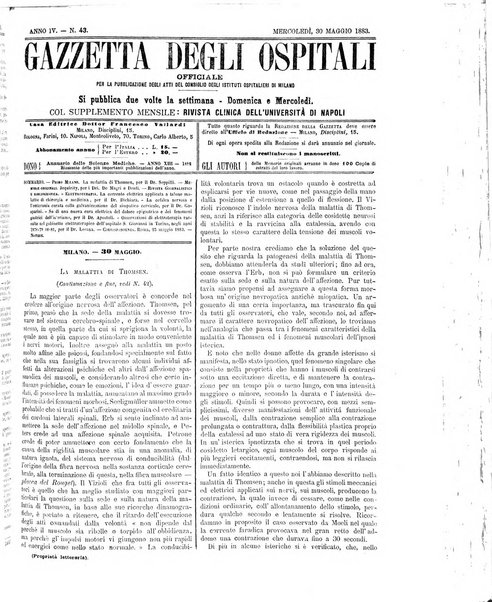 Gazzetta degli ospitali officiale per la pubblicazione degli atti del Consiglio degli Istituti ospitalieri di Milano