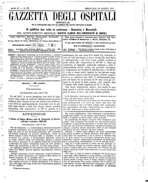 Gazzetta degli ospitali officiale per la pubblicazione degli atti del Consiglio degli Istituti ospitalieri di Milano