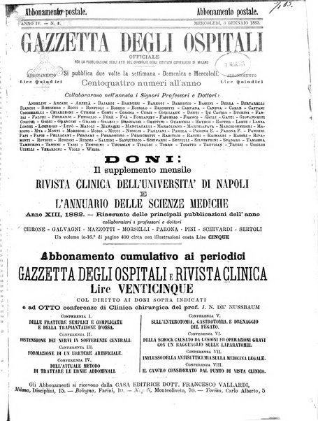 Gazzetta degli ospitali officiale per la pubblicazione degli atti del Consiglio degli Istituti ospitalieri di Milano