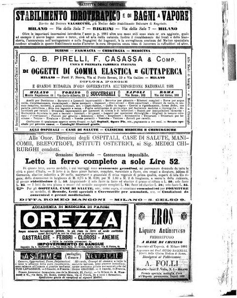 Gazzetta degli ospitali officiale per la pubblicazione degli atti del Consiglio degli Istituti ospitalieri di Milano