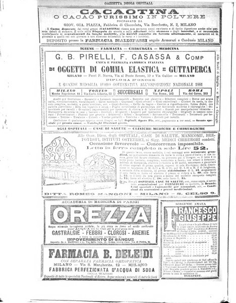 Gazzetta degli ospitali officiale per la pubblicazione degli atti del Consiglio degli Istituti ospitalieri di Milano