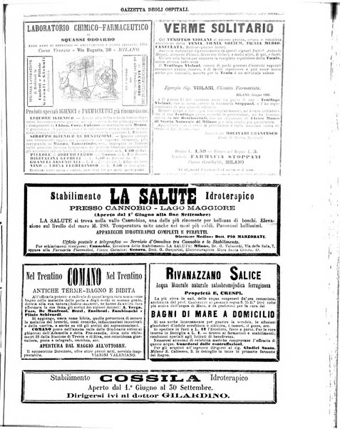 Gazzetta degli ospitali officiale per la pubblicazione degli atti del Consiglio degli Istituti ospitalieri di Milano