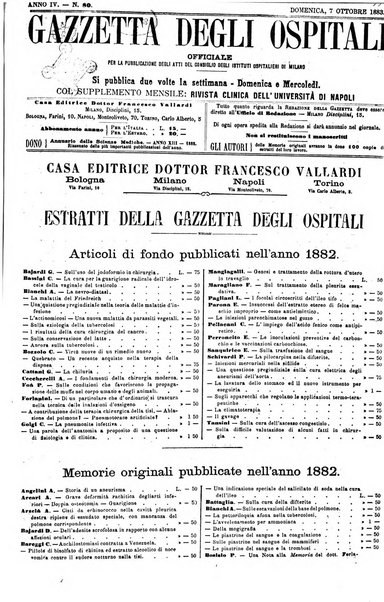 Gazzetta degli ospitali officiale per la pubblicazione degli atti del Consiglio degli Istituti ospitalieri di Milano