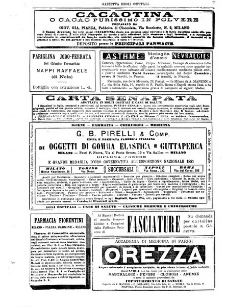 Gazzetta degli ospitali officiale per la pubblicazione degli atti del Consiglio degli Istituti ospitalieri di Milano