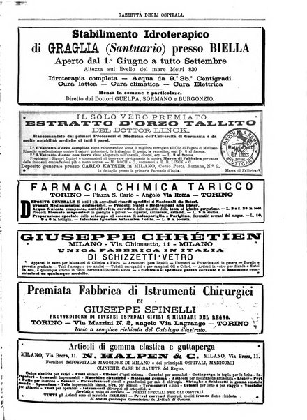 Gazzetta degli ospitali officiale per la pubblicazione degli atti del Consiglio degli Istituti ospitalieri di Milano