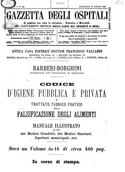 Gazzetta degli ospitali officiale per la pubblicazione degli atti del Consiglio degli Istituti ospitalieri di Milano