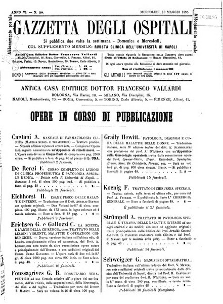 Gazzetta degli ospitali officiale per la pubblicazione degli atti del Consiglio degli Istituti ospitalieri di Milano