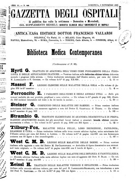 Gazzetta degli ospitali officiale per la pubblicazione degli atti del Consiglio degli Istituti ospitalieri di Milano