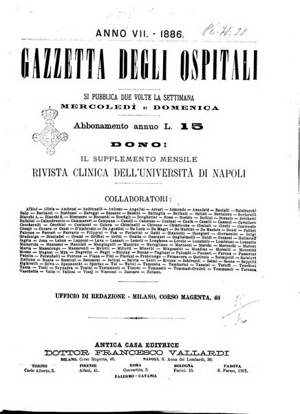 Gazzetta degli ospitali officiale per la pubblicazione degli atti del Consiglio degli Istituti ospitalieri di Milano