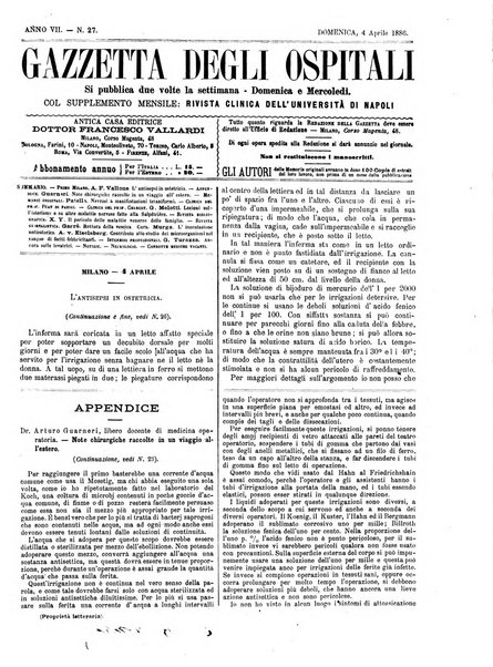 Gazzetta degli ospitali officiale per la pubblicazione degli atti del Consiglio degli Istituti ospitalieri di Milano