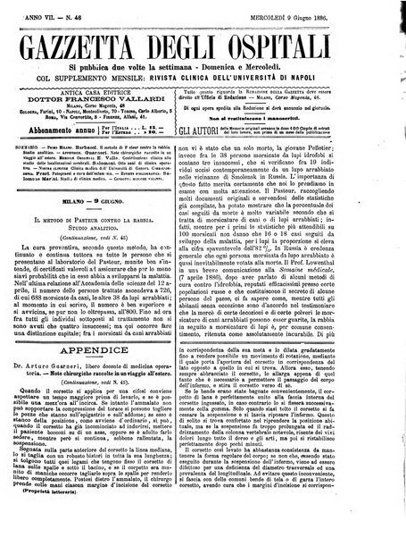 Gazzetta degli ospitali officiale per la pubblicazione degli atti del Consiglio degli Istituti ospitalieri di Milano