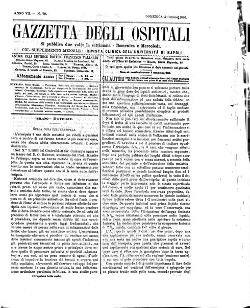 Gazzetta degli ospitali officiale per la pubblicazione degli atti del Consiglio degli Istituti ospitalieri di Milano