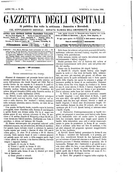 Gazzetta degli ospitali officiale per la pubblicazione degli atti del Consiglio degli Istituti ospitalieri di Milano