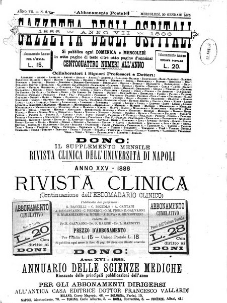 Gazzetta degli ospitali officiale per la pubblicazione degli atti del Consiglio degli Istituti ospitalieri di Milano