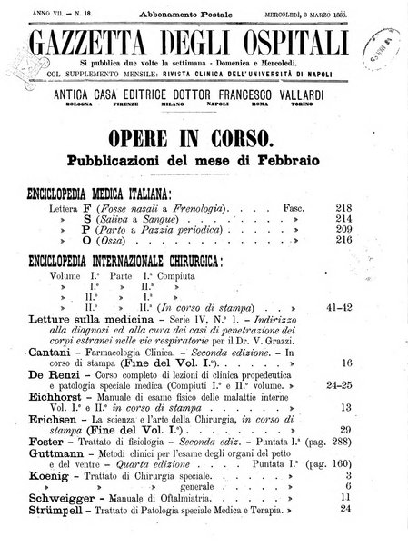 Gazzetta degli ospitali officiale per la pubblicazione degli atti del Consiglio degli Istituti ospitalieri di Milano