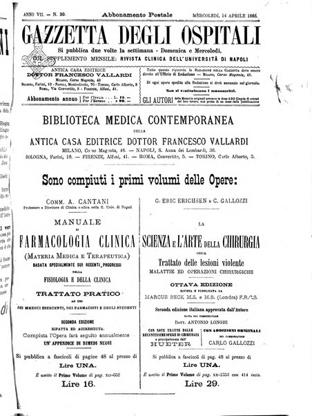 Gazzetta degli ospitali officiale per la pubblicazione degli atti del Consiglio degli Istituti ospitalieri di Milano