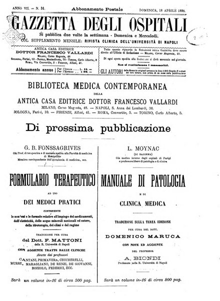 Gazzetta degli ospitali officiale per la pubblicazione degli atti del Consiglio degli Istituti ospitalieri di Milano