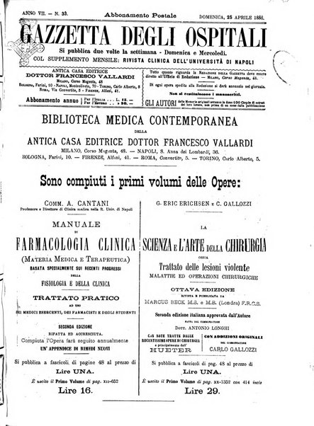 Gazzetta degli ospitali officiale per la pubblicazione degli atti del Consiglio degli Istituti ospitalieri di Milano