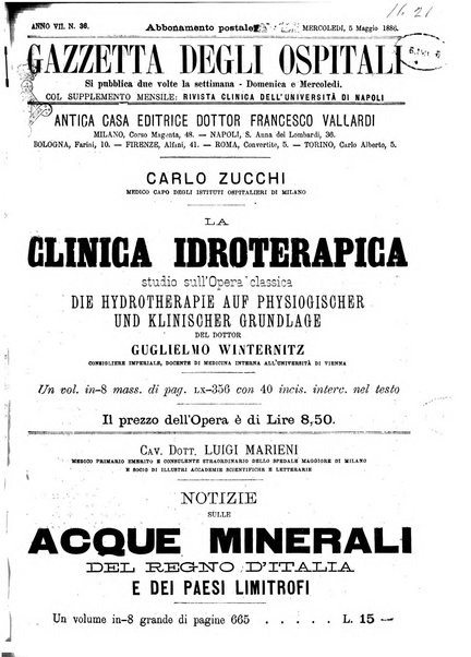 Gazzetta degli ospitali officiale per la pubblicazione degli atti del Consiglio degli Istituti ospitalieri di Milano