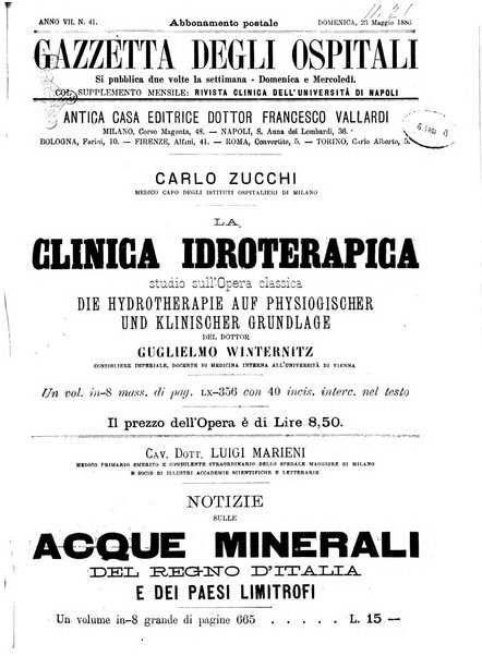 Gazzetta degli ospitali officiale per la pubblicazione degli atti del Consiglio degli Istituti ospitalieri di Milano