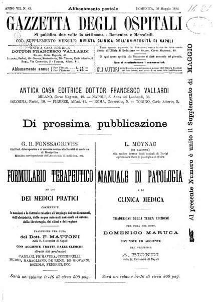 Gazzetta degli ospitali officiale per la pubblicazione degli atti del Consiglio degli Istituti ospitalieri di Milano