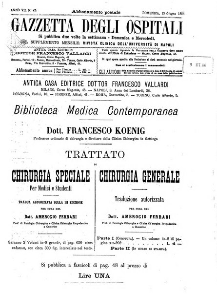 Gazzetta degli ospitali officiale per la pubblicazione degli atti del Consiglio degli Istituti ospitalieri di Milano