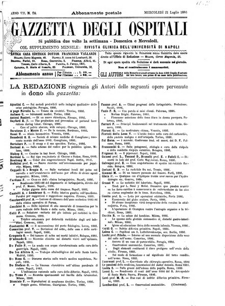 Gazzetta degli ospitali officiale per la pubblicazione degli atti del Consiglio degli Istituti ospitalieri di Milano