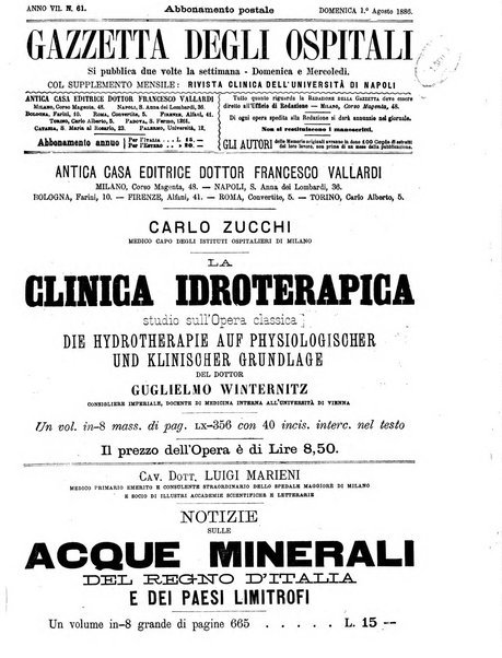 Gazzetta degli ospitali officiale per la pubblicazione degli atti del Consiglio degli Istituti ospitalieri di Milano