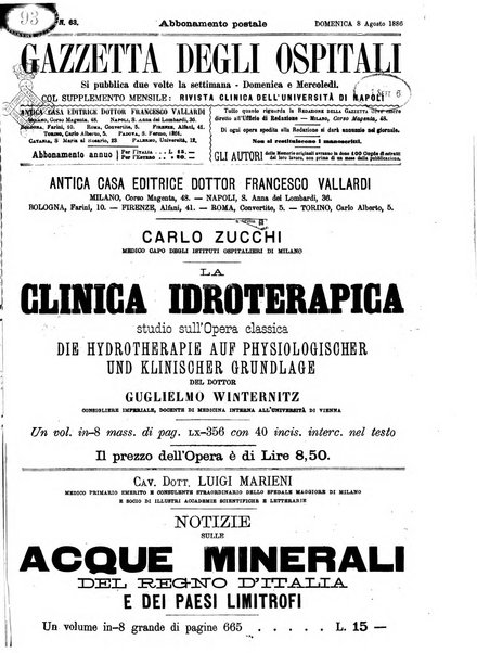 Gazzetta degli ospitali officiale per la pubblicazione degli atti del Consiglio degli Istituti ospitalieri di Milano