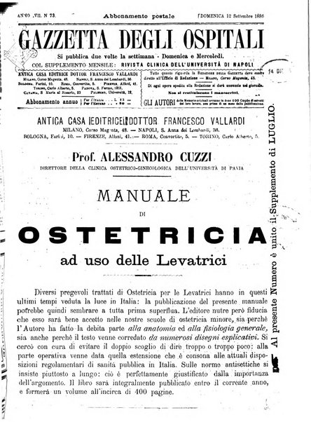 Gazzetta degli ospitali officiale per la pubblicazione degli atti del Consiglio degli Istituti ospitalieri di Milano