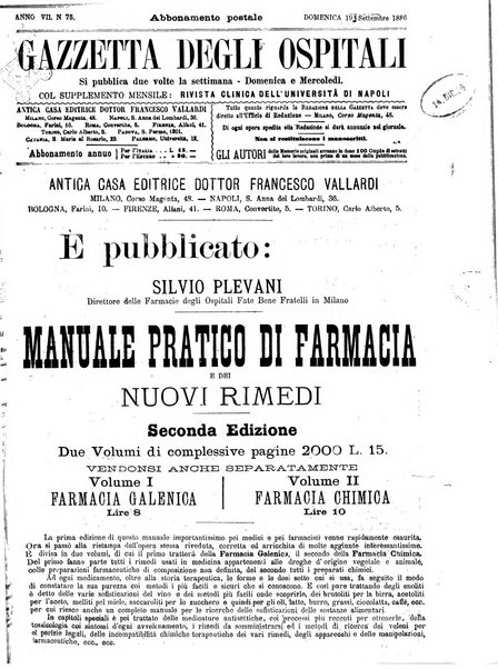 Gazzetta degli ospitali officiale per la pubblicazione degli atti del Consiglio degli Istituti ospitalieri di Milano