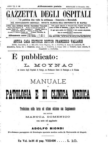 Gazzetta degli ospitali officiale per la pubblicazione degli atti del Consiglio degli Istituti ospitalieri di Milano