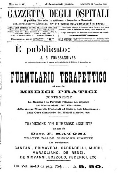 Gazzetta degli ospitali officiale per la pubblicazione degli atti del Consiglio degli Istituti ospitalieri di Milano