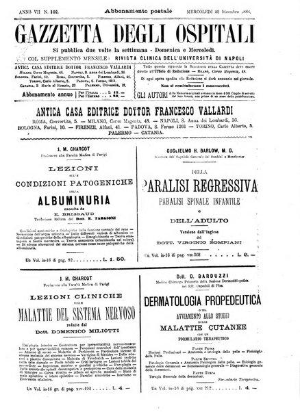 Gazzetta degli ospitali officiale per la pubblicazione degli atti del Consiglio degli Istituti ospitalieri di Milano