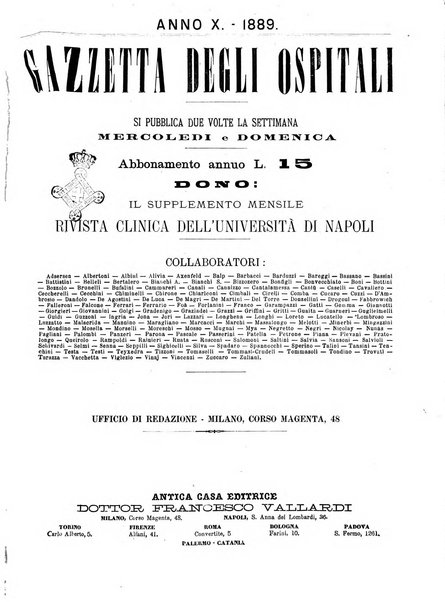 Gazzetta degli ospitali officiale per la pubblicazione degli atti del Consiglio degli Istituti ospitalieri di Milano