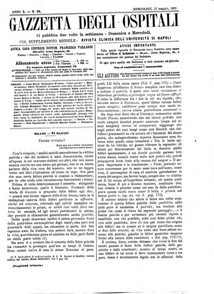 Gazzetta degli ospitali officiale per la pubblicazione degli atti del Consiglio degli Istituti ospitalieri di Milano